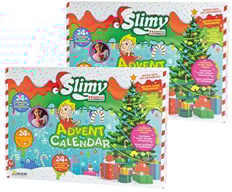 Slimy Adventskalender mit 24 verschiedenen Spielmassen im Doppelpack - Original Slime Set, weihnachtlicher Spielspaß für Kinder mit Schleim im Geschenk-Set (Spielzeug ab 3 Jahre)