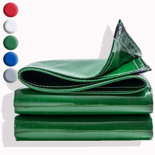AMXFS Lona con ojales de 0,5 mm, lona de PVC, 3 x 5 m, 500 g/m², impermeable, lona de barco, protector de tienda de campaña, para camping, lona de madera, color verde