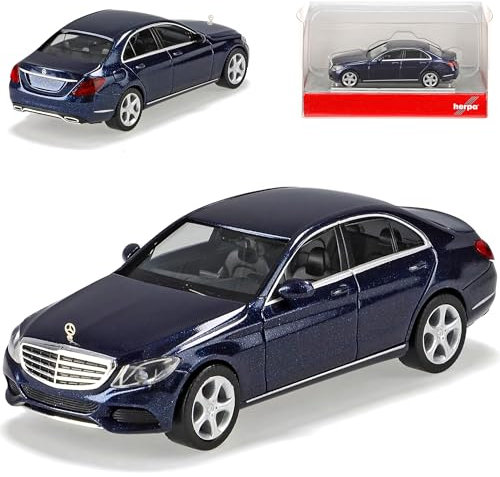 Mercedes-B C-Klasse Limousine Dunkel Blau W205 Ab 2014 H0 1/87 Herpa Modell Auto mit individiuellem Wunschkennzeichen