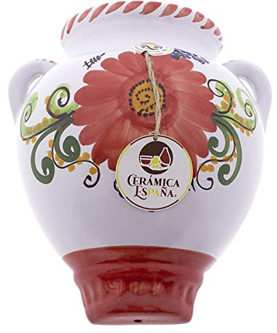CERÁMICA ESPAÑA | Pot de fleurs mural | Pots décoratifs | Pots en céramique | Pots de fleurs d'extérieur | Pot mural décoré fleur rouge - D13 | Décoration 100 % faite main | 21 x 24 x 15 cm
