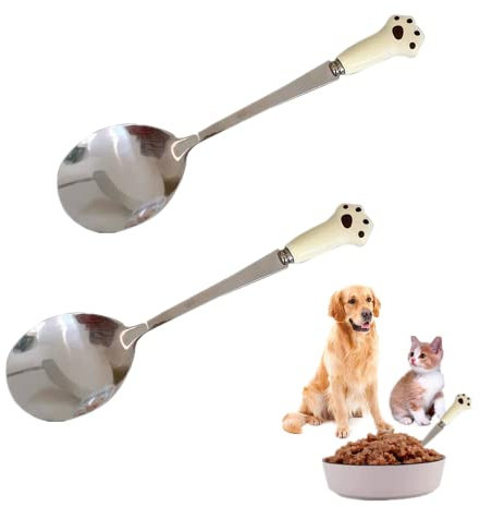 2 PCS Cute Stainless Steel Dog & Cat Can Spoon - Premium Quality Pet Food Scoop