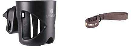 LittleLife Buggy And Pushchair Universal Cup Holder Adjustable Bottle Organiser & Buggy and Pushchair Wrist Strap Safety Rein, Keep Your Baby Close And Safe When Out And About