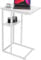 Yusong C Shaped End Table, Side Tables Slide Under Sofa Couch Bed, Small TV Tray Bedside Table for Small Spaces, Living Room, Bedroom, White