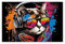 NOLLAM Bilder auf Leinwand Katze mit Kopfhörer-Tier Leinwand Gemälde Wandkunst Poster Und drucke-Bunt Leinwandbilder XXL-Abstrakte Graffiti Kunstdrucke für Wohnzimmer40x60cm16 x24ohne Rahmen