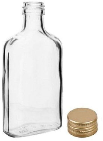 EliteKoopers Strong Durable Pocket Flask Glass Bottles Metal Screw Caps (10Pcs 200ml)