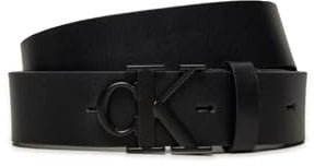 Calvin Klein Herren Gürtel Round Mono Plaque Leather Belt aus Leder, Schwarz (Black/Black), 100 cm