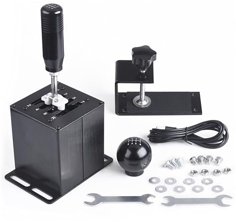 CNRAQR Simulateur de vitesse USB PC 7+R H avec pince en forme de L pour changement de vitesse PC Windows Direction compatible avec G29/G27/G25/G920, T300RS/GT Wheel