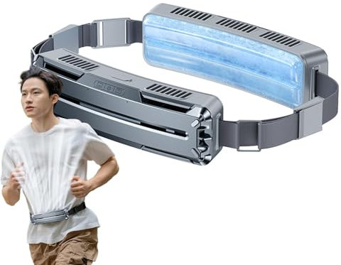 Portable Waist Fan, USB Waist Fan - Rechargeable Fan with Strong Airflow, Hands Portable Body Fan, Portable Waist Fan with Adjustable Belt