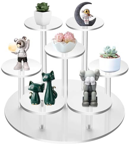 Mocoli Acryl Display Ständer, 7Stück Acryl Riser Display Regal Ständer Runder Transparente Acryl Display Riser für Ringe Armbänder Ohrringe Kosmetik Cupcake Mini Figuren