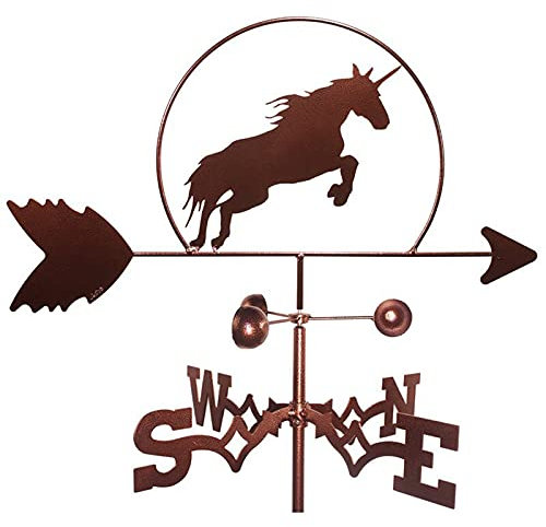 ANSAIR Girouette en Fer Vintage en métal, Support de Toit, Outils de Mesure, Silhouettes de Jardin, Accessoire de décoration de girouette, Licorne