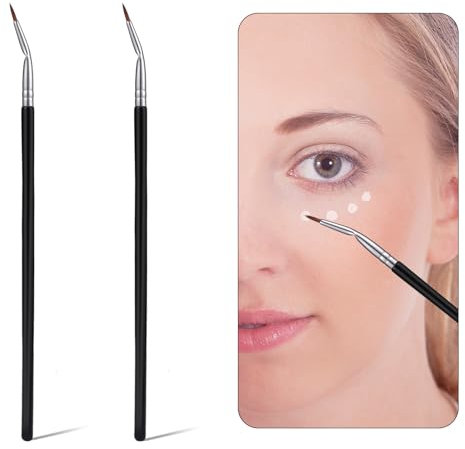2 Pinceaux Eye-Liner Pliables, Pinceau Biseauté en Forme de Faucille pour Eye-Liner Supérieur et Inférieur Outil pour Eye-Liner Courbé pour Fard à Paupières Surligneur Anti-Cernes Filles