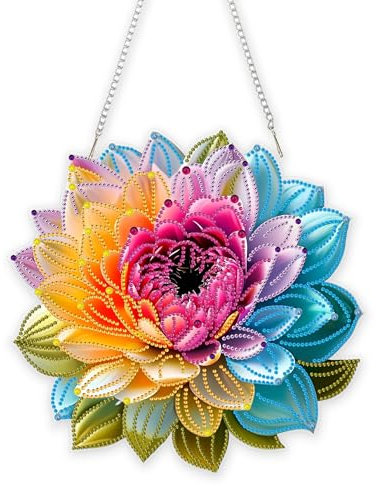 Eiflow DIY Flower Diamond Art Painting Hanging Ornament Kit, Acrylic Diamonds Painting Pendant Board Kit for Adults