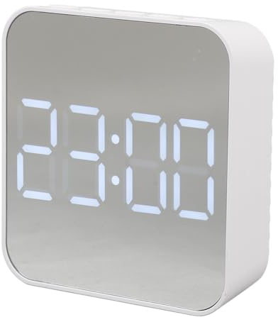 Jectse LED-Digitaluhr, 2 Alarmeinstellungen, Multifunktionale Kleine Elektronische Uhr, Temporäre Datumsanzeige, Schlafzimmer, Büro, Batteriebetrieben (White)