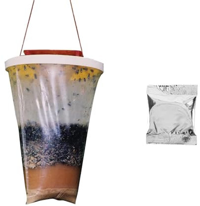 Fliegenfalle Außen Fruchtfliegenfalle Fly Trap Fliegenfallen Fliegenfalle Außen Hängende Set Outdoor Fliegenfänger Käfig die Effektivste Insektenfalle für Bienen,Fliegen Mücken Insektenfall