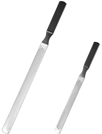 Dimeho 2 limas de uñas de acero inoxidable, limas de uñas de los pies para uñas gruesas, limas profesionales de 4 caras con mango antideslizante, lima de manicura reutilizable para hombres, personas