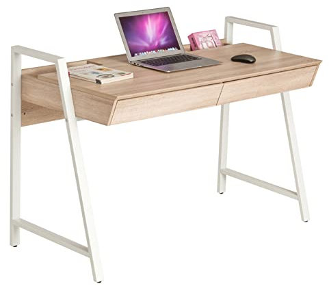 Mesa de ordenador Mesa minimalista for ordenador portátil, escritorio for oficina en casa, escritorio moderno for dormitorio, estudio, estación de trabajo con cajón de almacenamiento y patas de metal