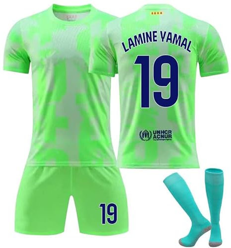 Basa 19 Lamine Yamal Trikot Kinder All Home Away Fluorescent Green Gold White Black Red Blue Stripe Fußball Jerseys Anzug New Retro Kids Mens Sport Trainning Soccer T Shirt Outfit Football Jerseys