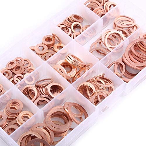 Copper Flat Washer Set, Spreader, Insulator, Spacer, Wear Pad, 280pcs 12 Sizes in Box