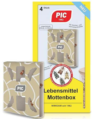 Scatola Antitarme Alimentari PIC - 2x2 Trappole farfalline Alimentari, Trappola inodore per tarme Alimentari con Protezione Adesiva e Anti farfalline del Cibo per farfalline dispensa