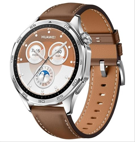 GIOPUEY Correas Compatible con Huawei Watch GT 6/GT 5 46mm/GT6 Pro/GT5 Pro, piel genuina La Correa [Resistente al Desgaste] [Transpirable] Pulsera - Brown