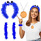 BOYATONG Krümelmonster Kostüm Damen Kinder 4 pcs, Krümelmonster Haarreif Blau, Cookie Halskette Feather Schnapparmband, Karneval Kostüm Accessories für Fasching Mottoparty Cosplay Halloween