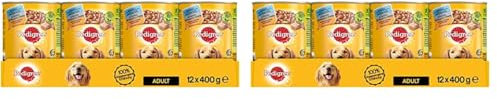 Pedigree Hundefutter Nassfutter mit 3 Sorten Geflügel in Pastete, 12 Dosen (12 x 400g) (Packung mit 2)