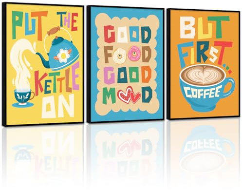 LHIUEM Küchenwanddekor, 3 Stück, 3 Stück (3,5 x 40,6 cm), moderne Kunstdrucke für Küche, Esszimmer, Restaurant