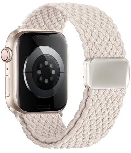 Zythtic Geflochten Armband Kompatibel mit Apple Watch Armband 40mm 41mm 38mm 42mm Damen Herren, Stoff Nylon Band mit Magnetisch Verschluss für iWatch SE Series 11 10 9 8 7 6 5 4 3 2 1,Polarstern