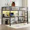 Bellemave Loft Bed Full Size with Desk, LED Lights,Charging Station, Full Size Metal Loft Bed Frame, Full loft Bed for Adults, Kids, Teens, Full, Black with Desk
