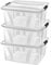 Aufbewahrungsboxen mit Deckel, 7L 14L 21L 32L 55L 80L Plastik Boxen Klickverschluss Stapelboxen 1er/3er Sets Lebensmittelecht Transparent Haushalt & HLKauf-Block (3er-Set 32-Liter & 1x HLKauf-Block)