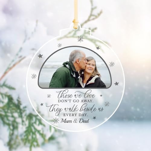 Personalised Memorial Ornaments Clear Acrylic Christmas Bauble - Gifts for Remembrance Bereavement XMAS Tree Decoration In Loving Memory Hanging Keepsake