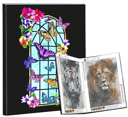 Bellatoi Diamond Painting Bilder Album A2, Diamond Painting Sammelmappe A2, A2 Mappe für Diamant Painting Bilder 40 x 50 cm (Farbiger Bezug, 30 Seiten Hält 60 Blatt, Schmetterling)