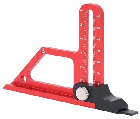 LOCADENCE Table Saw Height Gauge, Aluminum Alloy Setting Gauge Setup Blocks, 0 to 60mm Depth 45 Degree Angle Measuring Tool, Metric Inch Scales Height Gauge for Woodworking