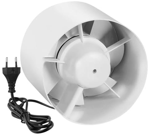 wowspeed Rohrventilator, Rohrventilator 100mm, 130m³/h, 34dB Leise, Hohe Qualität Abluftventilator, Rohrlüfter 100mm Für Bad, WC, Küche, Gewächshaus, Zelt, Garage