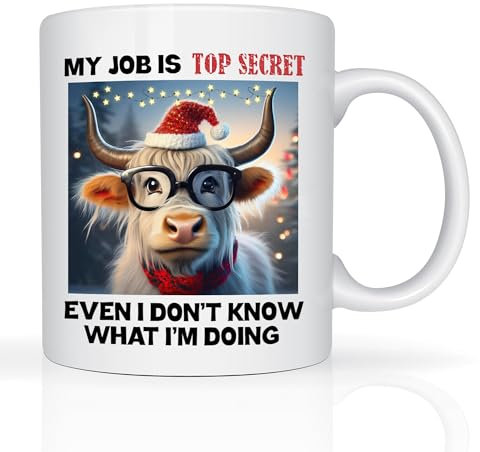 Funny Mug Gifts for Colleagues Men Women My Job is Top Secret Even I Don't Know What I'm Doing Christmas Novelty Gifts for Him Her 11oz Ceramic Coffee Cup (Top Secret)