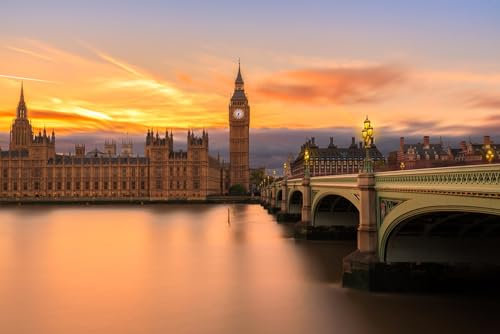 Jigsaw Puzzles 1000 Pieces for Adults London Calling View of Big Ben House of Parliament Thames River Photo Wall Art Wooden Puzzle Toys Games for Home Family Teenagers