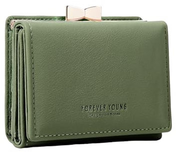 Skyearman Porte Monnaie Femme en Cuir PU Petit Format Porte Feuilles pour Femme avec Grande Capacité Porte-Feuille Femmes Zippé Pochette à Monnaie (Vert)