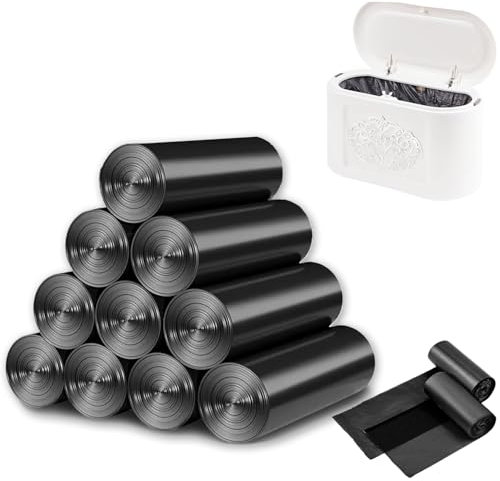 Lot de 300 petits sacs poubelle de 3 L, 30 x 35 cm, sacs poubelle pour salle de bain, bureau, voiture, sacs poubelle à pédale, sacs poubelle pour corbeille (noir)