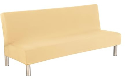 Meicynhoger Sofabezug ohne Armlehnen 3 Sitzer/2 Sitzer, Stretch Sofaüberwurf für Schlafsofa (Beige, L)