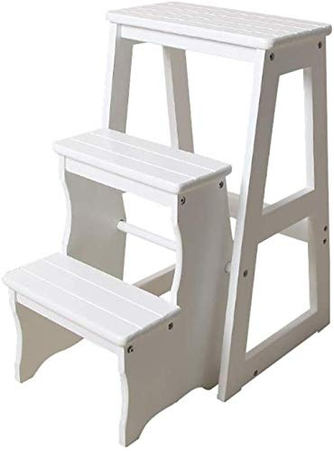 Multifunctional Wooden Folding Step Stool and Flower Stand Solid Wood Kitchen Ladder Chair for Stairs Foot Stools and More