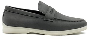 Xposed Men’s Grey Faux Suede Penny Loafers Lightweight Slip-On Smart Casual Summer Shoes [PVC-V832-GREY-41]