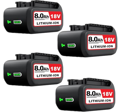 4 Stück 8000mAh Ersatzakku für Bosch Akku 18V Kompatibel mit Bosch 18V Akku Li-ion 8.0Ah Akkus BAT618 BAT609 BAT609G BAT619 BAT619G BAT612 BAT622 mit LED-Anzeige (4PACK)