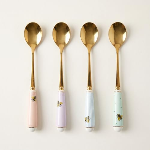 Yvonne Ellen Bee Tea Spoons Set of 4 – Stainless Steel Teaspoons Set, Decorative Tea & Coffee Spoons, Small Spoons for Tea and Coffee Serving