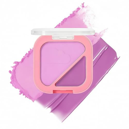Radiella 2-in-1 Duo Rouge Blush & Highlighter, polvere rosa lilla, crema scura lucida, finitura opaca e luminosa, palette blush a lunga durata e resistente all'acqua per il trucco quotidiano del