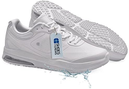 Shoes for Crews Men's Slip-Resistant Work Sneakers – Comfortable, Breathable & Water-Repellant – Ideal for Gastronomy Restaurant Catering Kitchen, Chef-Footwear, Waiter – Evolution II White