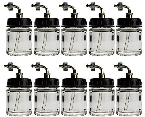 10x 22ml Airbrush Farben Glasbehälter 07 Farbtopf Mischglas Behälter Ausbewahrglas mit Anschluss für Airbrushpistole