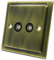 AET VAB2GTVBL Victorian Antique Brass TV Double 2-Gang Aerial Coaxial Female Socket, 240 V