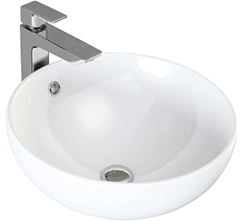 VILSTEIN Waschbecken, 44 cm, Keramik Aufsatz Waschschale, Weiss, Rund