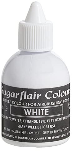 Sugarflair White Edible Airbrush Colour - Edible Food Colouring Airbrush Paint for Cakes, Cupcakes, Icing and Cake Decorations - 60ml