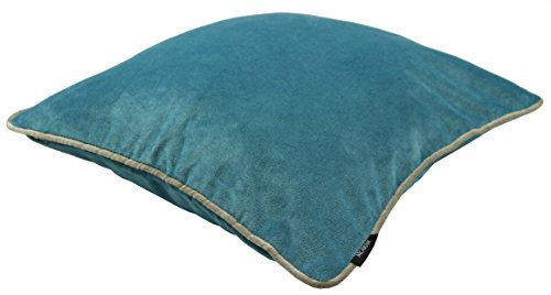McAlister Textiles Matter Samt | Sofakissen mit Füllung in Hellblau | 43 x 43cm | erhältlich in 25 Farben | griffester Samt edel paspeliert | pralles Samtkissen